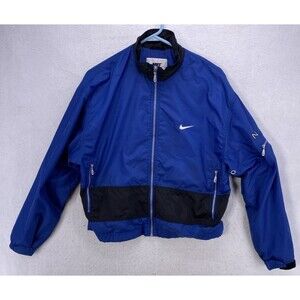 Nike Youth Jacket Boys Large 12-14 Black Blue Full Zip Swoosh Y2K Athletic H7SID